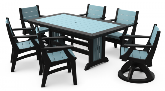 KP153 42×70 Mission Dining Table Farmhouse Dining Set