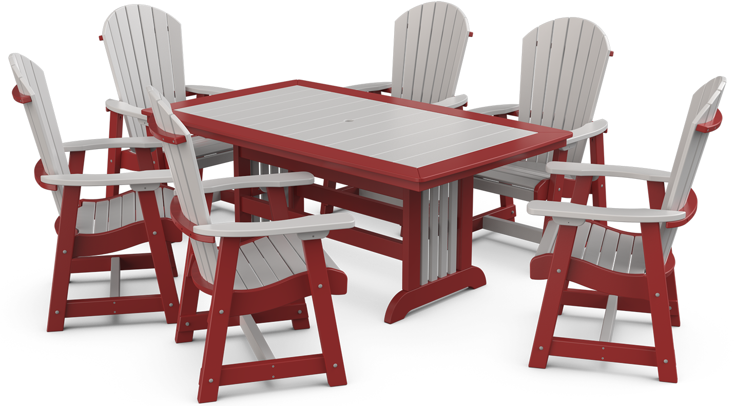 KP153 42×70 Mission Dining Table KP11 Empress Deck Chairs